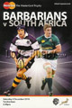 Barbarians v South Africa 2010 rugby  Programme